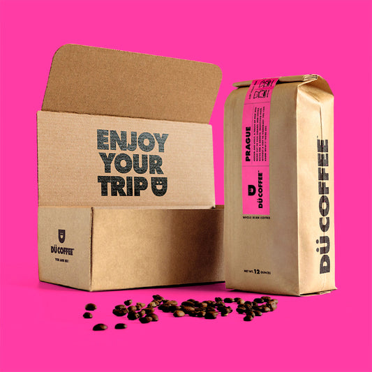 Our Prague coffee is roasted medium in the style of Central European cafes. Let's Dü Coffee!